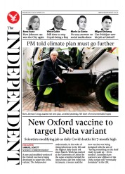 The Independent (UK) Newspaper Front Page for 21 October 2021
