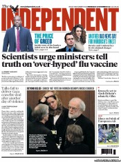 The Independent (UK) Newspaper Front Page for 21 November 2012