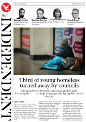 The Independent (UK) Newspaper Front Page for 21 November 2016