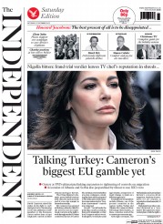 The Independent (UK) Newspaper Front Page for 21 December 2013