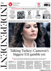 The Independent Newspaper Front Page (UK) for 21 December 2013