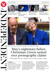 The Independent (UK) Newspaper Front Page for 21 December 2017