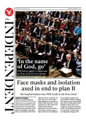 The Independent front page for 21 January 2022