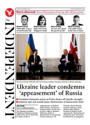 The Independent (UK) Newspaper Front Page for 21 February 2022