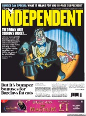 The Independent Newspaper Front Page (UK) for 21 March 2013