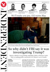 The Independent (UK) Newspaper Front Page for 21 March 2017