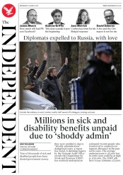 The Independent (UK) Newspaper Front Page for 21 March 2018