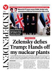 The Independent front page for 21 March 2025