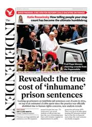The Independent front page for 21 April 2025