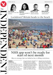 The Independent (UK) Newspaper Front Page for 21 May 2020