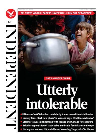 The Independent Newspaper Front Page (UK) for 21 May 2025