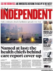 The Independent (UK) Newspaper Front Page for 21 June 2013