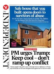 The Independent front page for 21 June 2025