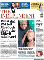 The Independent (UK) Newspaper Front Page for 21 July 2011