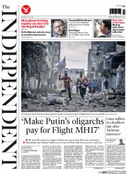 The Independent (UK) Newspaper Front Page for 21 July 2014
