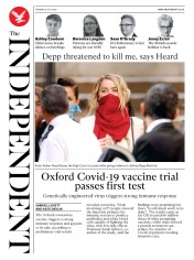 The Independent (UK) Newspaper Front Page for 21 July 2020