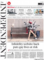 The Independent (UK) Newspaper Front Page for 21 August 2015