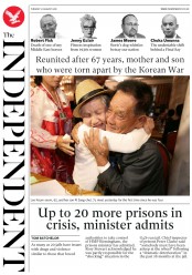 The Independent (UK) Newspaper Front Page for 21 August 2018
