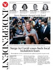 The Independent (UK) Newspaper Front Page for 21 August 2020
