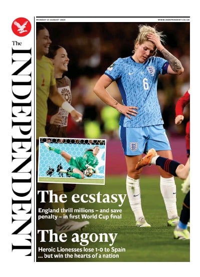 The Independent Newspaper Front Page (UK) for 21 August 2023