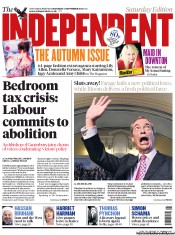 The Independent Newspaper Front Page (UK) for 21 September 2013