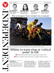 The Independent (UK) Newspaper Front Page for 21 September 2020