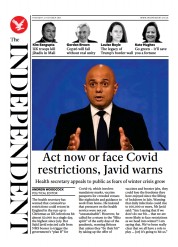 The Independent (UK) Newspaper Front Page for 22 October 2021
