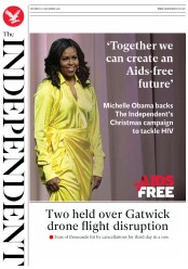 The Independent (UK) Newspaper Front Page for 22 December 2018