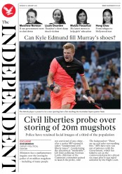 The Independent (UK) Newspaper Front Page for 22 January 2018