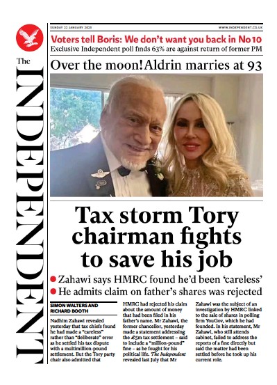 The Independent Newspaper Front Page (UK) for 22 January 2023