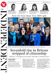 The Independent (UK) Newspaper Front Page for 22 February 2019