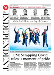 The Independent (UK) Newspaper Front Page for 22 February 2022