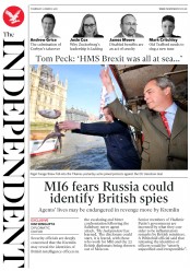 The Independent (UK) Newspaper Front Page for 22 March 2018