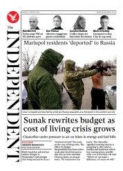 The Independent (UK) Newspaper Front Page for 22 March 2022