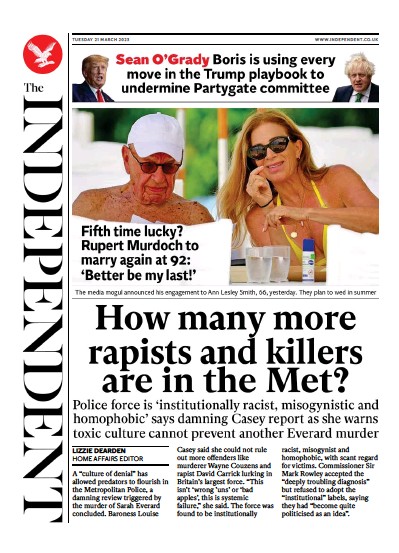 The Independent Newspaper Front Page (UK) for 22 March 2023