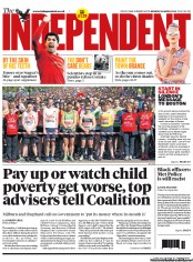 The Independent (UK) Newspaper Front Page for 22 April 2013