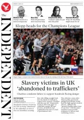 The Independent (UK) Newspaper Front Page for 22 May 2017