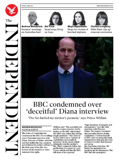 The Independent Newspaper Front Page (UK) for 22 May 2021