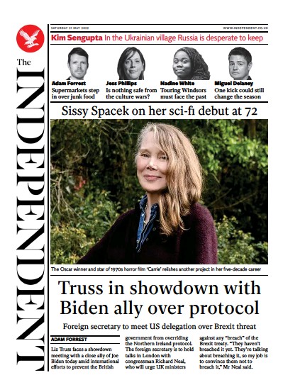 The Independent Newspaper Front Page (UK) for 22 May 2022