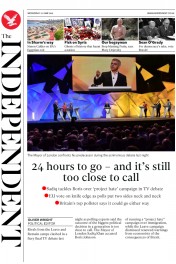 The Independent (UK) Newspaper Front Page for 22 June 2016