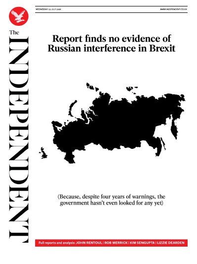 The Independent Newspaper Front Page (UK) for 22 July 2020