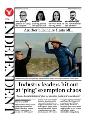 The Independent (UK) Newspaper Front Page for 22 July 2021