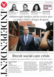 The Independent (UK) Newspaper Front Page for 22 August 2018