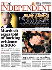 The Independent (UK) Newspaper Front Page for 22 September 2011
