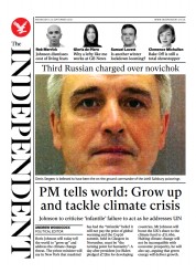 The Independent (UK) Newspaper Front Page for 22 September 2021