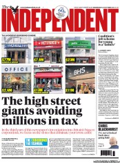 The Independent Newspaper Front Page (UK) for 23 October 2013