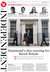 The Independent (UK) Newspaper Front Page for 23 November 2017