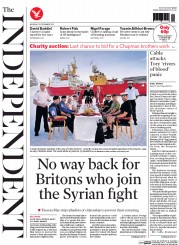 The Independent Newspaper Front Page (UK) for 23 December 2013