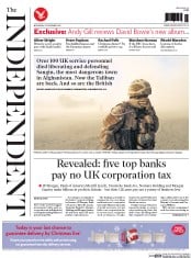 The Independent (UK) Newspaper Front Page for 23 December 2015