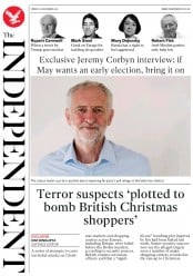 The Independent (UK) Newspaper Front Page for 23 December 2016